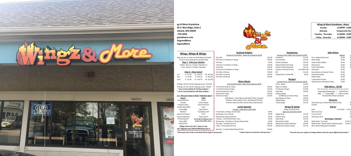 Wingz & More Menu
